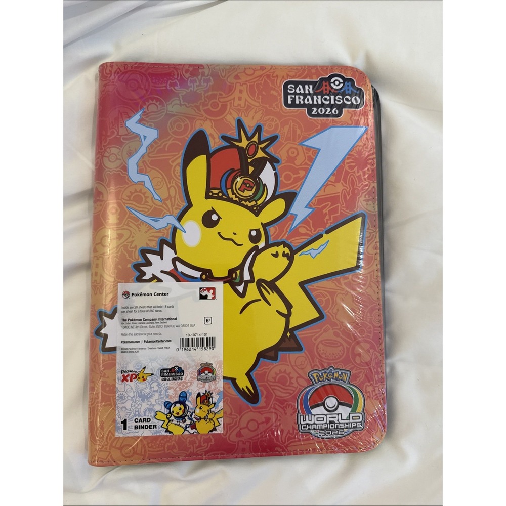 PIKACHU CARD BINDER 2026 POKEMON WORLD CHAMPIONSHIPS SAN FRANCISCO EXCLUSIVE NEW